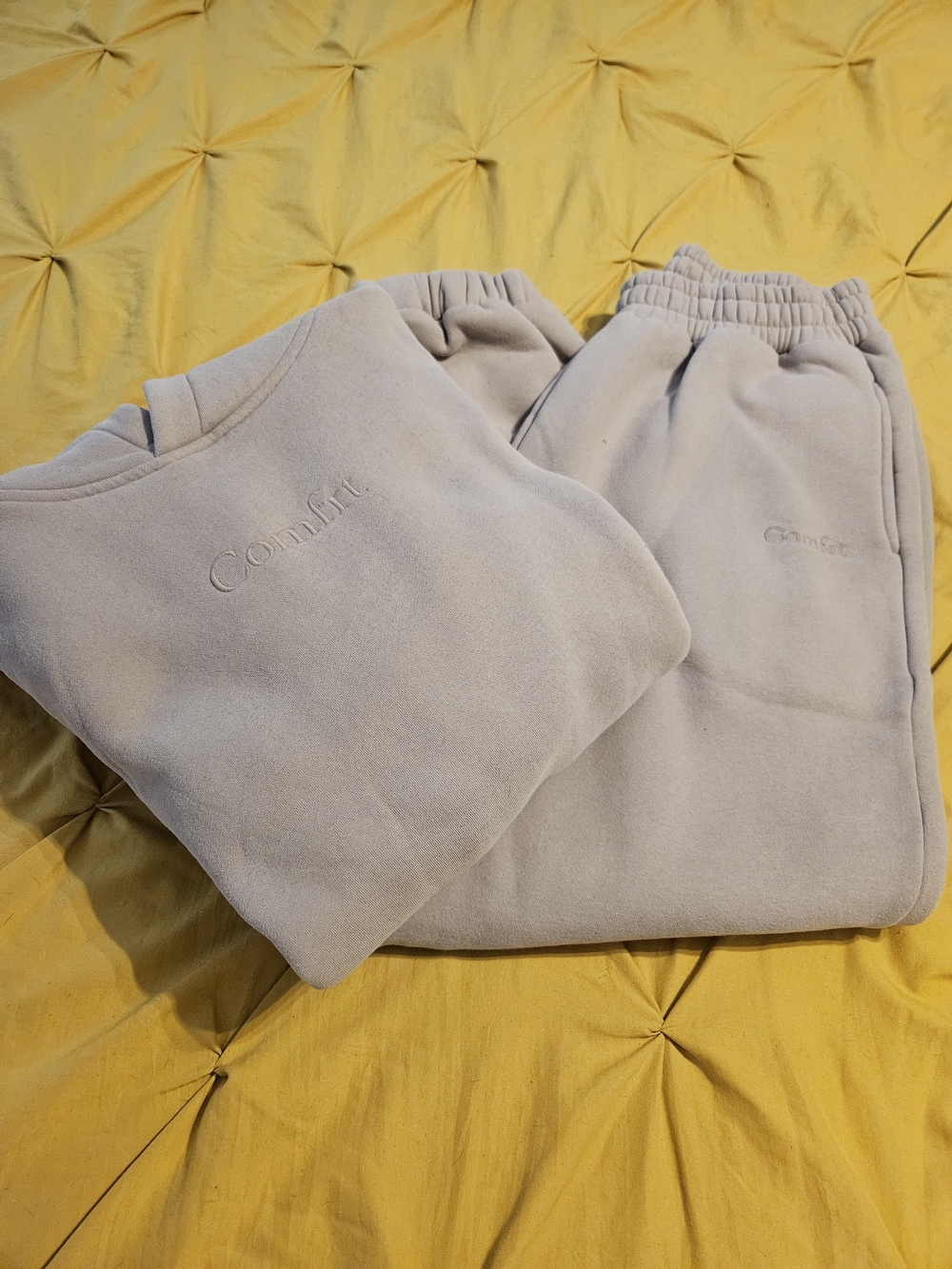 Cozy Cream Embossed Sweatpants & Joggers Set